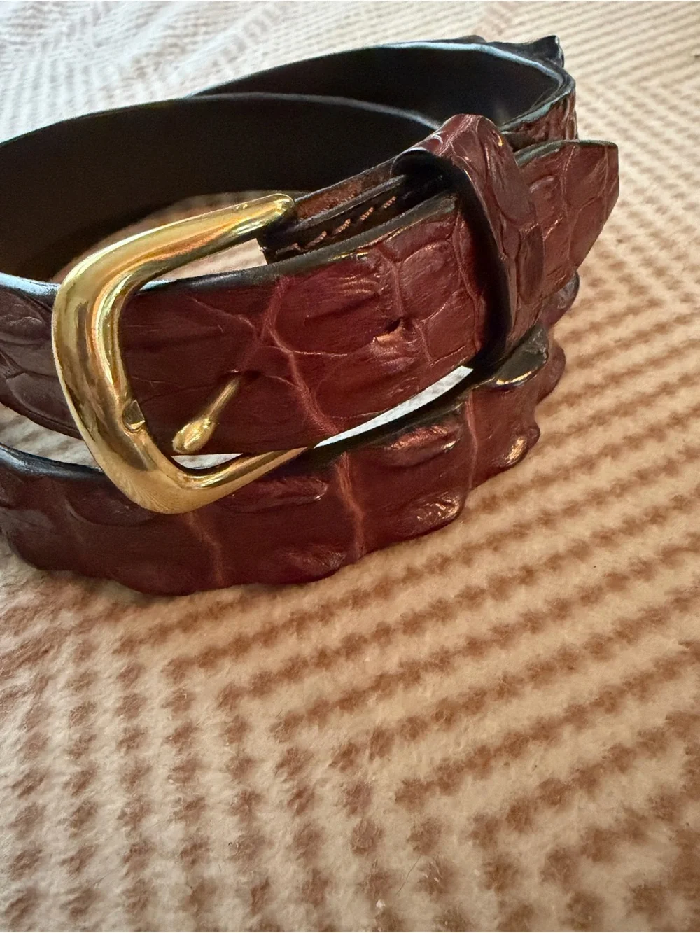 Australian Genuine Hornback Crocodile Belt Brown 40